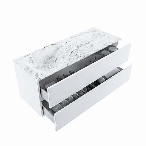 Mondiaz Vica Dlux badmeubel 120cm Talc - Cloud wastafel Glace links - zonder kraangat