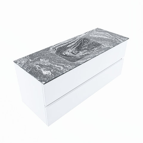 Mondiaz Vica Dlux badmeubel 120cm Talc - Cloud wastafel Lava midden - zonder kraangat