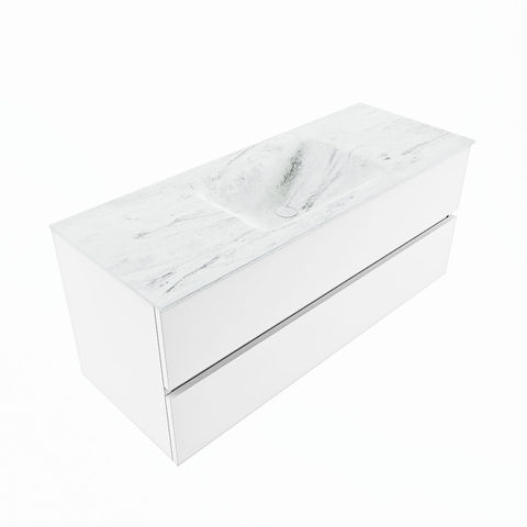 Mondiaz Vica Dlux badmeubel 120cm Talc - Cloud wastafel Opalo midden - zonder kraangat