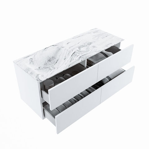 Mondiaz Vica Dlux badmeubel 120cm Talc - Cloud wastafel Glace links - zonder kraangat