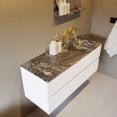 Mondiaz Vica Dlux badmeubel 120cm Talc - Cloud wastafel Lava rechts - zonder kraangat
