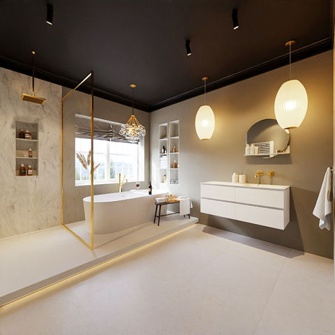 Mondiaz Vica Dlux badmeubel 120cm Talc - Cloud wastafel Opalo rechts - zonder kraangat