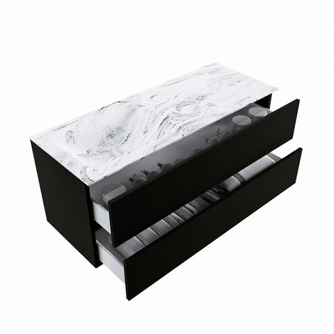Mondiaz Vica Dlux badmeubel 120cm Urban - Cloud wastafel Glace links - zonder kraangat