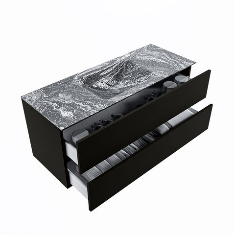 Mondiaz Vica Dlux badmeubel 120cm Urban - Cloud wastafel Lava midden - zonder kraangat