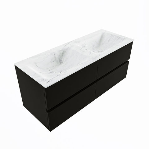 Mondiaz Vica Dlux badmeubel 120cm Urban - Cloud wastafel Opalo dubbel - zonder kraangat