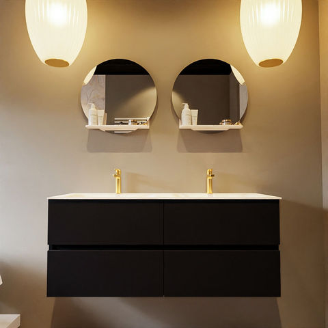 Mondiaz Vica Dlux badmeubel 120cm Urban - Cloud wastafel Ostra dubbel - met 2 kraangaten