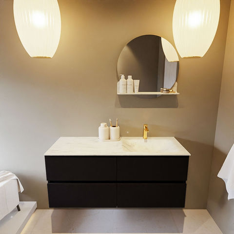 Mondiaz Vica Dlux badmeubel 120cm Urban - Cloud wastafel Opalo rechts - met 1 kraangat