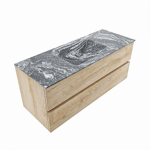 Mondiaz Vica Dlux badmeubel 120cm Washed Oak - Cloud wastafel Lava midden - met 1 kraangat