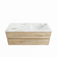 Mondiaz Vica Dlux badmeubel 120cm Washed Oak - Cloud wastafel Frappe rechts - zonder kraangat