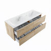 Mondiaz Vica Dlux badmeubel 120cm Washed Oak - Cloud wastafel Opalo dubbel - zonder kraangat