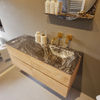 Mondiaz Vica Dlux badmeubel 120cm Washed Oak - Cloud wastafel Lava rechts - zonder kraangat