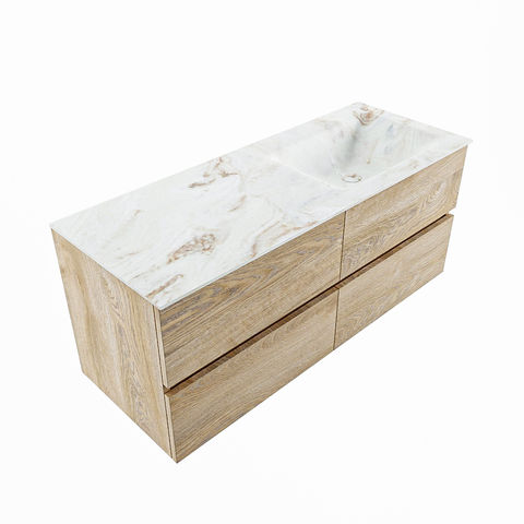 Mondiaz Vica Dlux badmeubel 120cm Washed Oak - Cloud wastafel Frappe rechts - met 1 kraangat