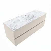 Mondiaz Vica Dlux badmeubel 130cm Linen - Cloud wastafel Glace midden - met 1 kraangat