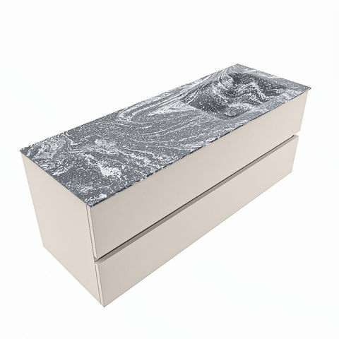 Mondiaz Vica Dlux badmeubel 130cm Linen - Cloud wastafel Lava rechts - zonder kraangat
