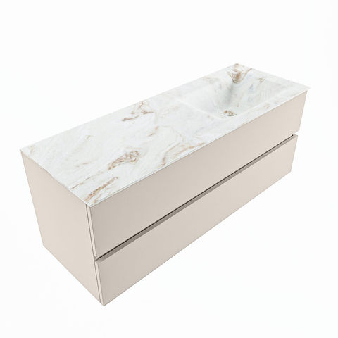 Mondiaz Vica Dlux badmeubel 130cm Linen - Cloud wastafel Frappe rechts - met 1 kraangat