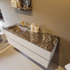 Mondiaz Vica Dlux badmeubel 130cm Linen - Cloud wastafel Lava links - met 1 kraangat