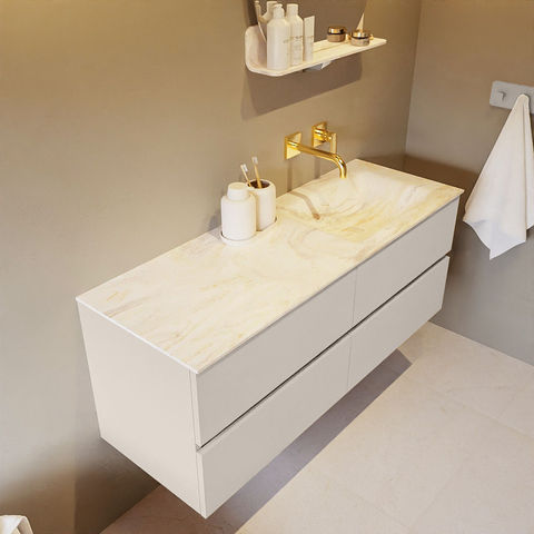 Mondiaz Vica Dlux badmeubel 130cm Linen - Cloud wastafel Ostra rechts - zonder kraangat