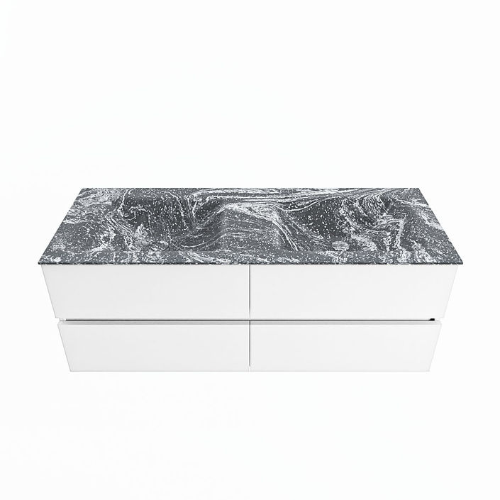 Mondiaz Vica Dlux badmeubel 130cm Talc - Cloud wastafel Lava dubbel - zonder kraangat