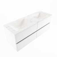 Mondiaz Vica Dlux badmeubel 130cm Talc - Cloud wastafel Ostra dubbel - zonder kraangat