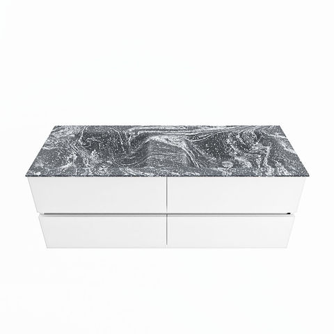 Mondiaz Vica Dlux badmeubel 130cm Talc - Cloud wastafel Lava dubbel - met 2 kraangaten