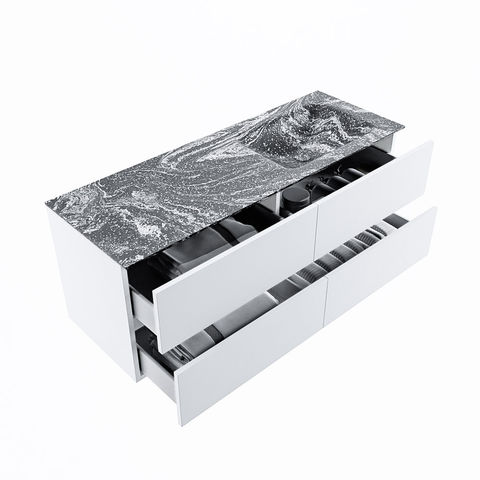 Mondiaz Vica Dlux badmeubel 130cm Talc - Cloud wastafel Lava rechts - zonder kraangat