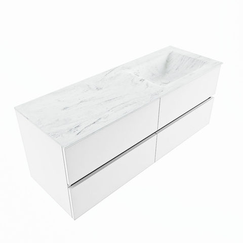 Mondiaz Vica Dlux badmeubel 130cm Talc - Cloud wastafel Opalo rechts - zonder kraangat