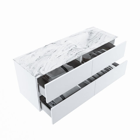 Mondiaz Vica Dlux badmeubel 130cm Talc - Cloud wastafel Glace rechts - met 1 kraangat