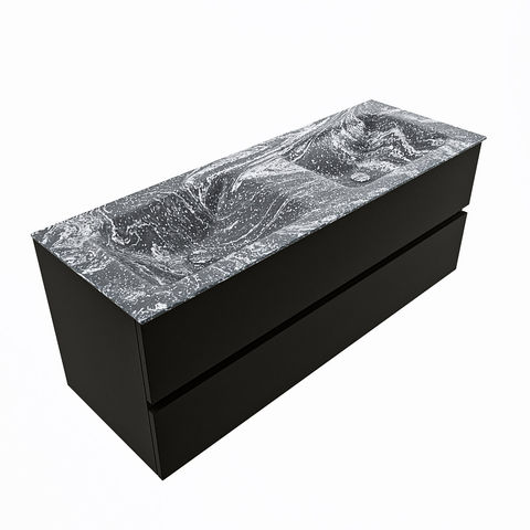 Mondiaz Vica Dlux badmeubel 130cm Urban - Cloud wastafel Lava dubbel - zonder kraangat
