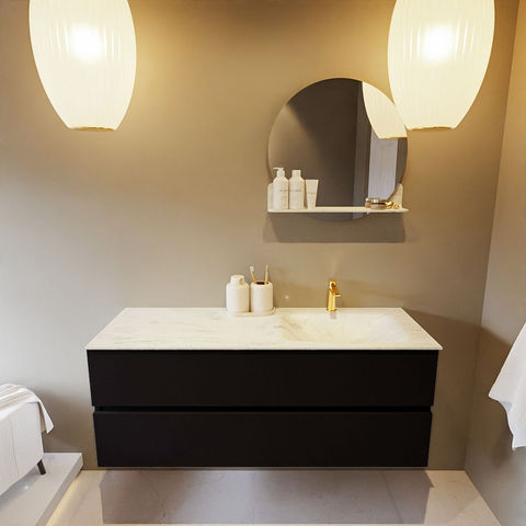 Mondiaz Vica Dlux badmeubel 130cm Urban - Cloud wastafel Opalo rechts - met 1 kraangat