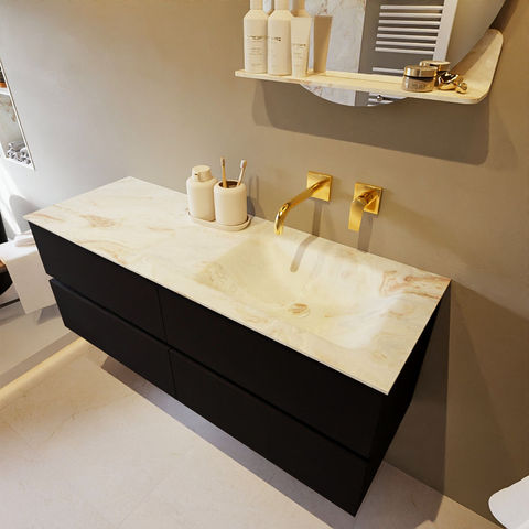 Mondiaz Vica Dlux badmeubel 130cm Urban - Cloud wastafel Frappe rechts - zonder kraangat