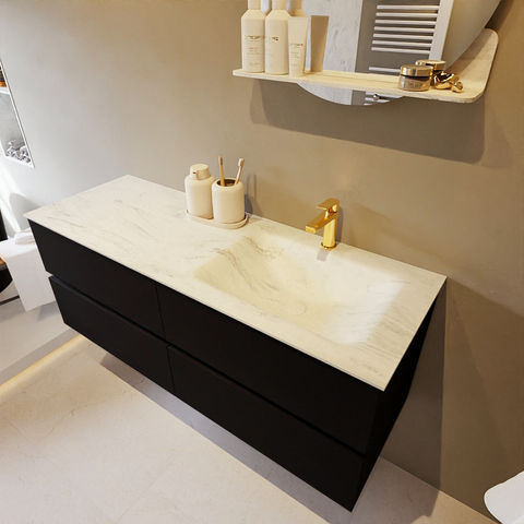Mondiaz Vica Dlux badmeubel 130cm Urban - Cloud wastafel Opalo rechts - met 1 kraangat