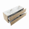 Mondiaz Vica Dlux badmeubel 130cm Washed Oak - Cloud wastafel Frappe dubbel - zonder kraangat