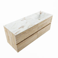 Mondiaz Vica Dlux badmeubel 130cm Washed Oak - Cloud wastafel Frappe rechts - met 1 kraangat