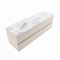 Mondiaz Vica Dlux badmeubel 150cm Linen - Cloud wastafel Glace links - met 1 kraangat