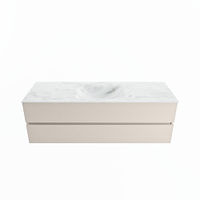 Mondiaz Vica Dlux badmeubel 150cm Linen - Cloud wastafel Opalo midden - zonder kraangat