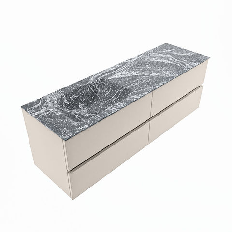 Mondiaz Vica Dlux badmeubel 150cm Linen - Cloud wastafel Lava links - zonder kraangat