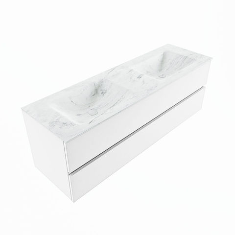 Mondiaz Vica Dlux badmeubel 150cm Talc - Cloud wastafel Opalo dubbel - zonder kraangat