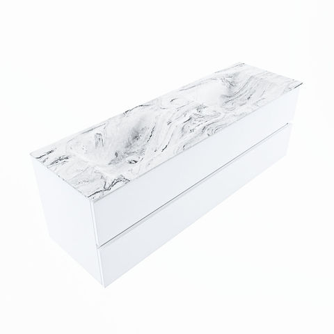 Mondiaz Vica Dlux badmeubel 150cm Talc - Cloud wastafel Glace dubbel - met 2 kraangaten