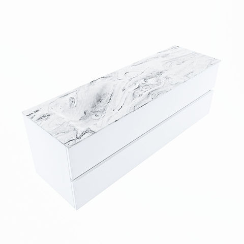 Mondiaz Vica Dlux badmeubel 150cm Talc - Cloud wastafel Glace links - zonder kraangat