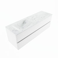 Mondiaz Vica Dlux badmeubel 150cm Talc - Cloud wastafel Opalo links - zonder kraangat