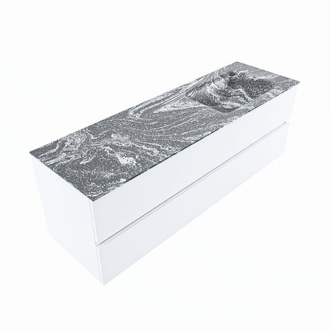 Mondiaz Vica Dlux badmeubel 150cm Talc - Cloud wastafel Lava rechts - zonder kraangat