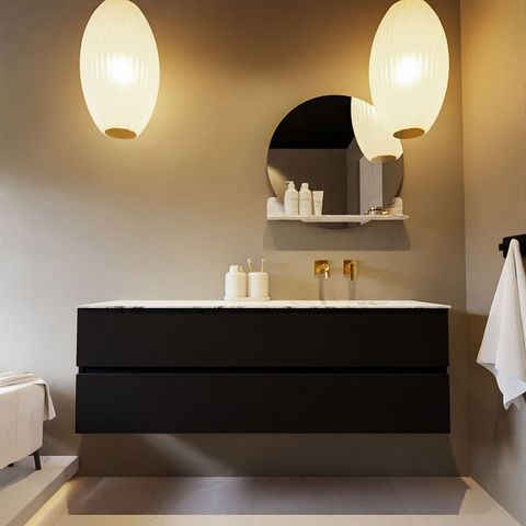 Mondiaz Vica Dlux badmeubel 150cm Urban - Cloud wastafel Glace rechts - zonder kraangat