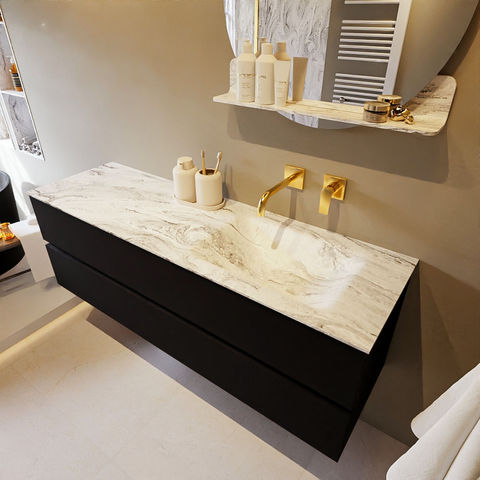 Mondiaz Vica Dlux badmeubel 150cm Urban - Cloud wastafel Glace rechts - zonder kraangat