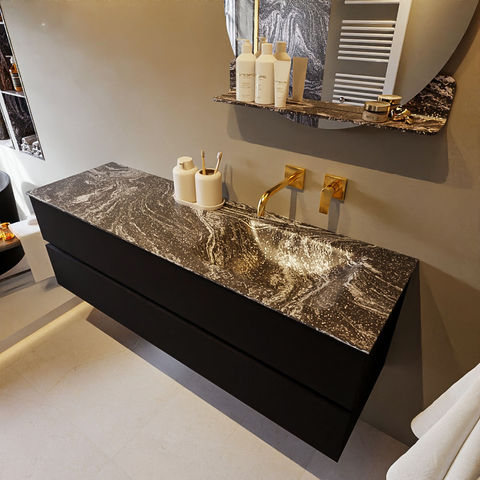 Mondiaz Vica Dlux badmeubel 150cm Urban - Cloud wastafel Lava rechts - zonder kraangat