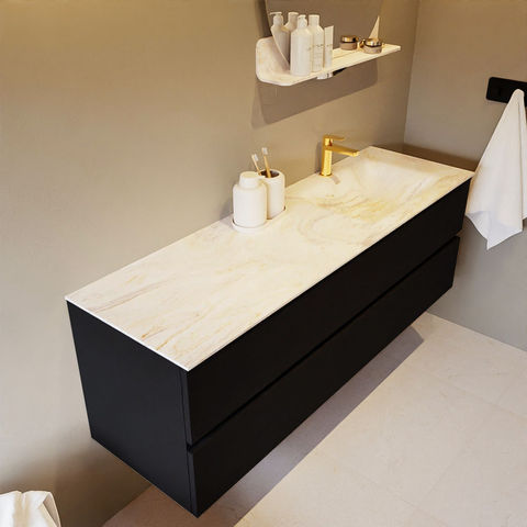 Mondiaz Vica Dlux badmeubel 150cm Urban - Cloud wastafel Ostra rechts - met 1 kraangat