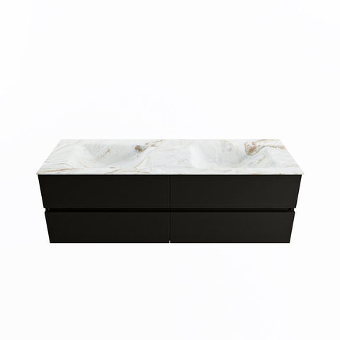 Mondiaz Vica Dlux badmeubel 150cm Urban - Cloud wastafel Frappe dubbel - met 2 kraangaten