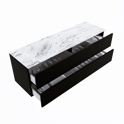 Mondiaz Vica Dlux badmeubel 150cm Urban - Cloud wastafel Glace links - zonder kraangat
