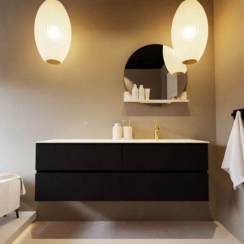 Mondiaz Vica Dlux badmeubel 150cm Urban - Cloud wastafel Ostra rechts - met 1 kraangat