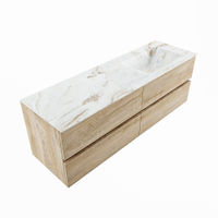 Mondiaz Vica Dlux badmeubel 150cm Washed Oak - Cloud wastafel Frappe rechts - met 1 kraangat
