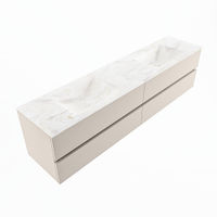 Mondiaz Vica Dlux badmeubel 200cm Linen - Cloud wastafel Ostra dubbel - met 2 kraangaten